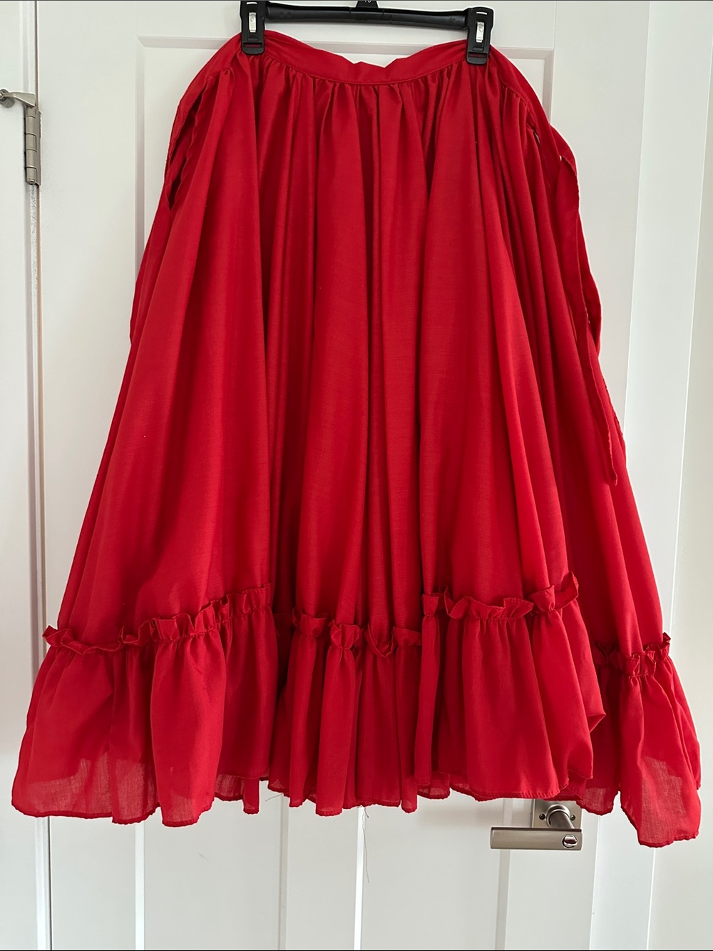 Red Full-Ruffle Women's Skirt